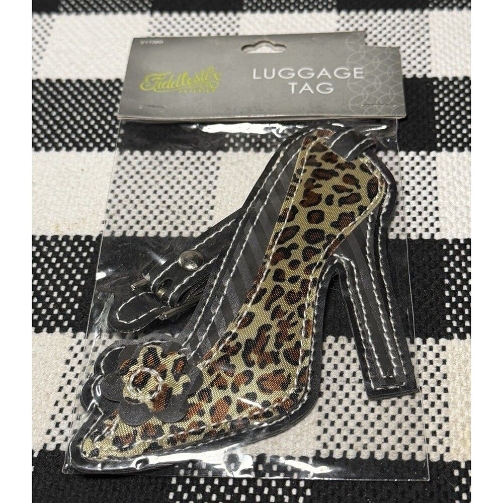 Fiddlestix Animal Print High Heel Shoe Luggage Tag